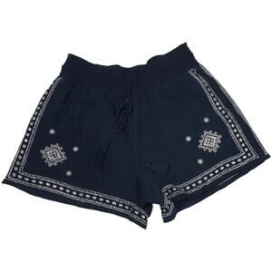 J. Crew Factory Shorts Gauze Drawstring Blue White Embroidered Women's 0 NEW